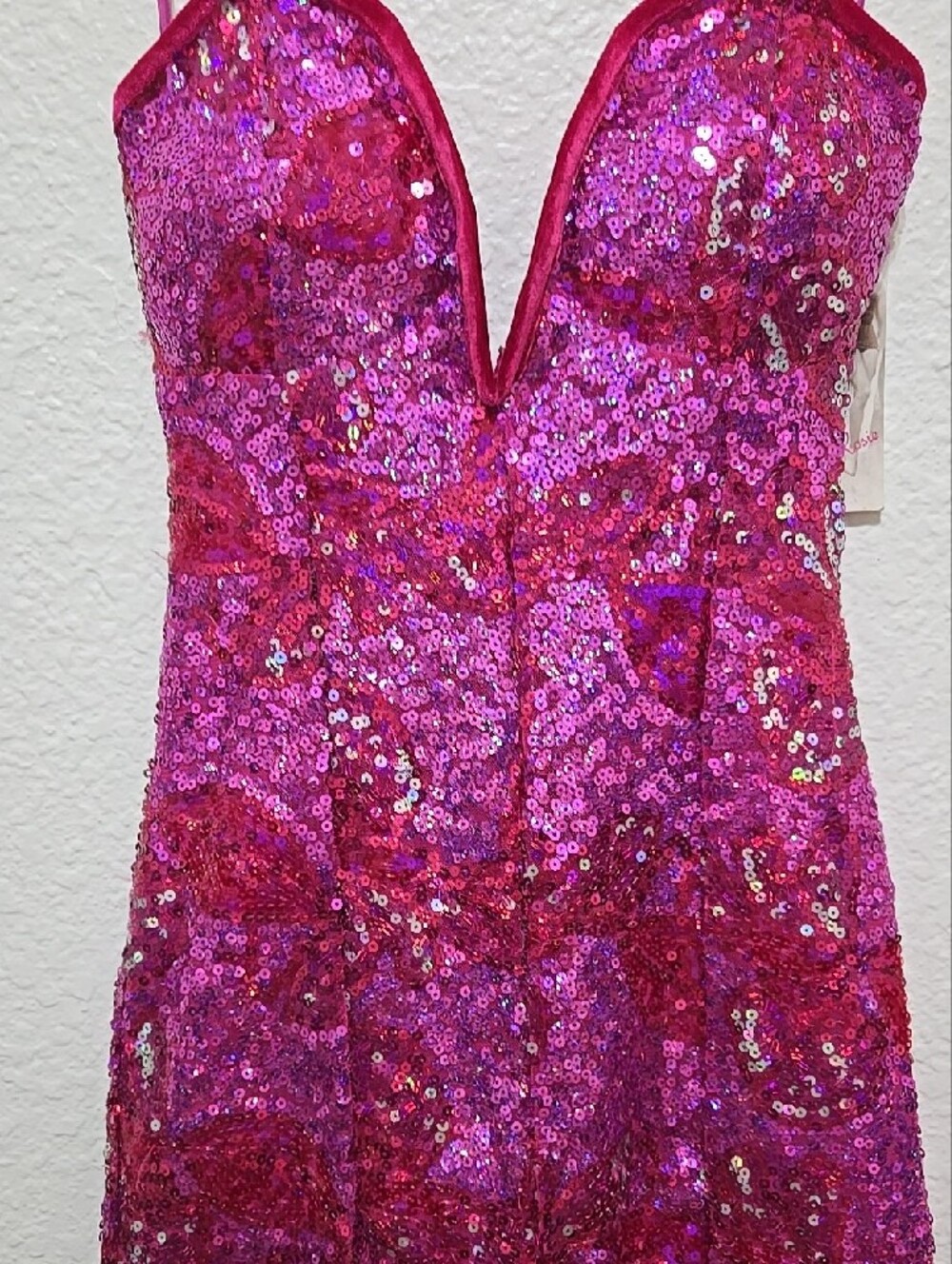 NWT Honey And Rosie Sequin Strapless Mini Dress in Fuchsia Party Barbiecore Sexy - Picture 4 of 12